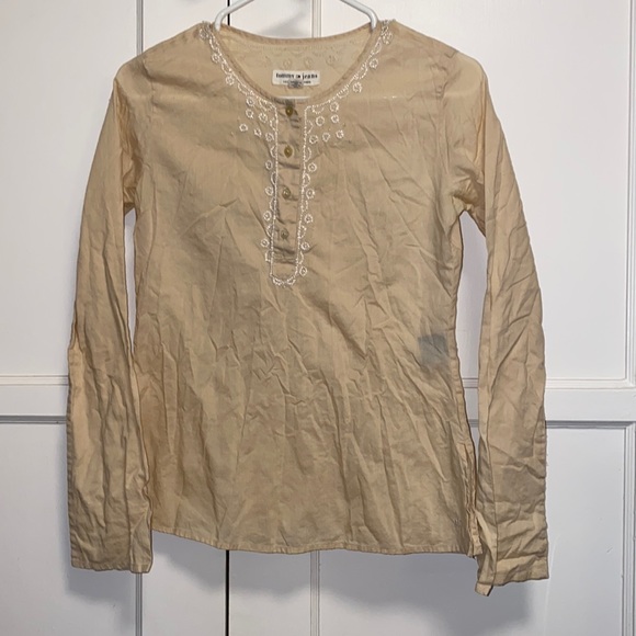 Tommy Hilfiger Tops - Tommy Jeans SP Beige Half Button Up Blouse